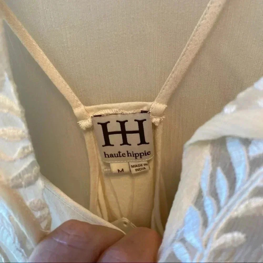 Haute Hippie Floral Peasant Blouse Antique Ivory - Picture 4 of 11